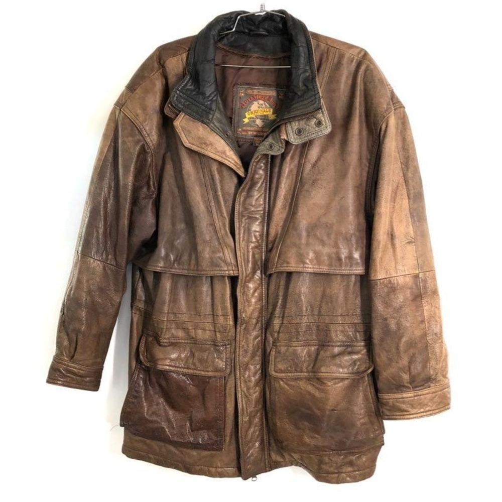 Wilsons Adventure Bound Men M Brown Leather Field Jacket Vintage 90s Thinsulate